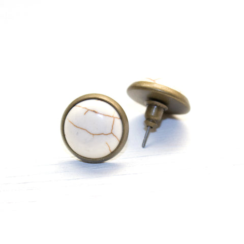 Howlite Post Earrings - Natural Gemstone Jewelry