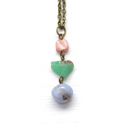 Three Gemstone Drop Necklace - Coastal Collection