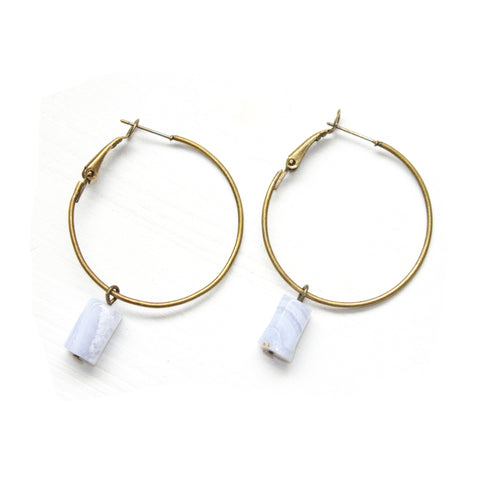 Tiny Blue Lace Hoop Earrings - Coastal Collection