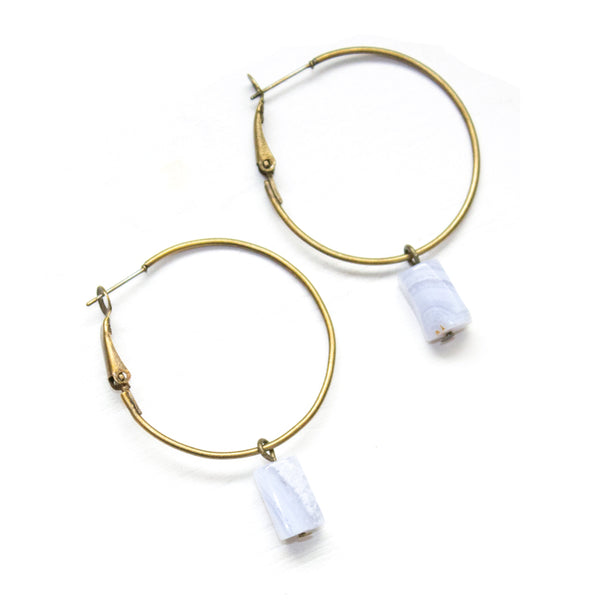 Tiny Blue Lace Hoop Earrings - Coastal Collection