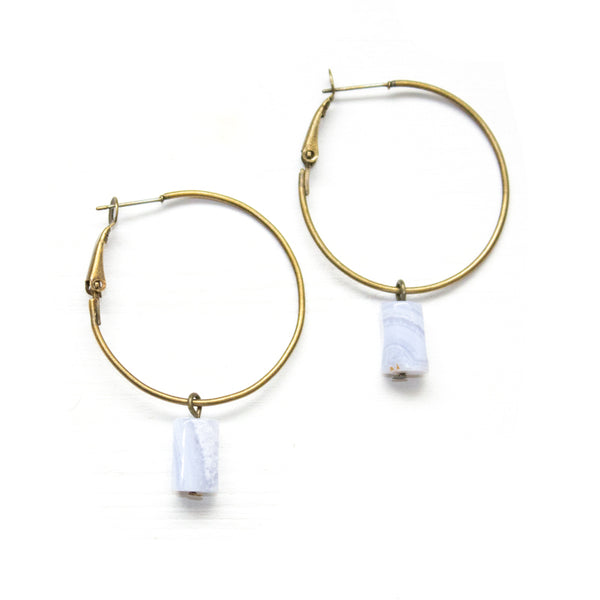 Tiny Blue Lace Hoop Earrings - Coastal Collection