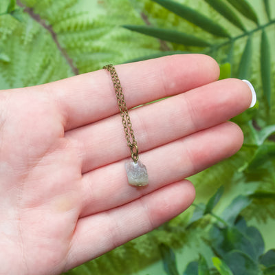 Tiny Raw Labradorite Necklace