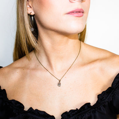 Tiny Raw Labradorite Necklace