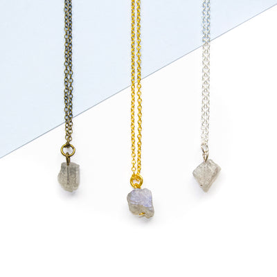 Tiny Raw Labradorite Necklace