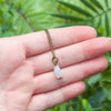 Tiny Rainbow Moonstone Necklace Size