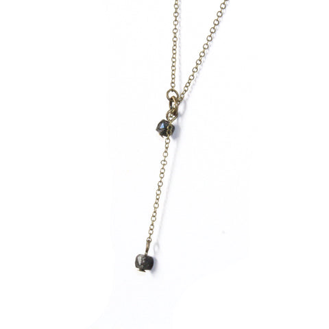 Tourmilinated Quartz Lariat Necklace - Crystal Healing Jewelry