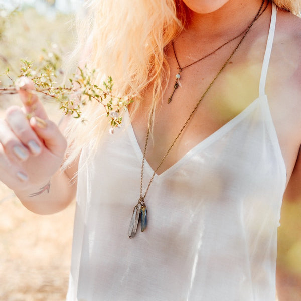 Triple Crystal Necklace - Raw Crystal Jewelry