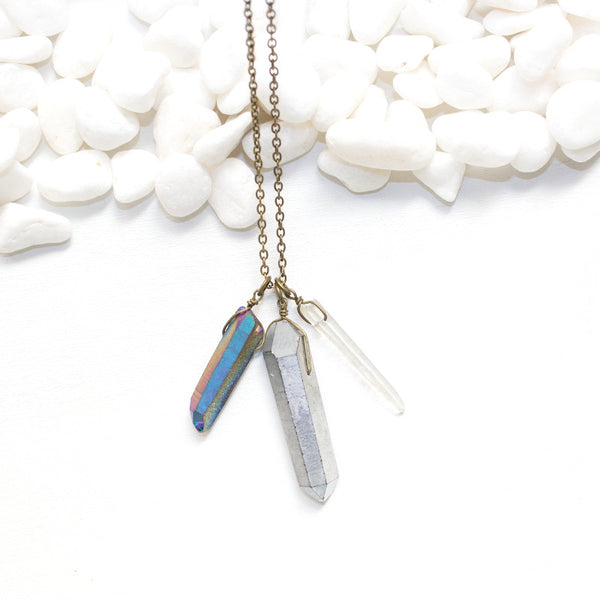 Triple Crystal Necklace - Raw Crystal Jewelry