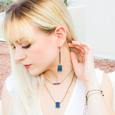 Lapis Lazuli Chain Earrings