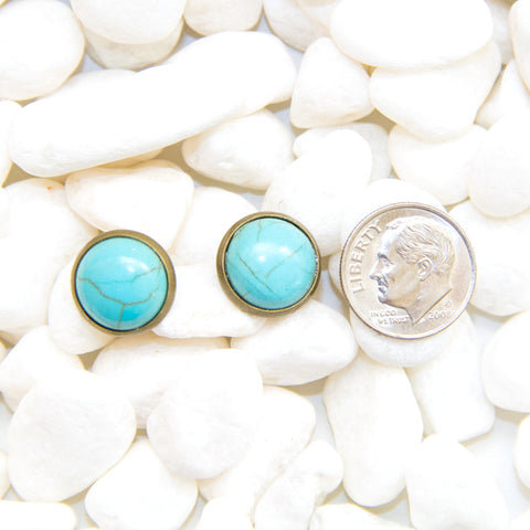 Turquoise Post Earrings - Natural Gemstone Jewelry