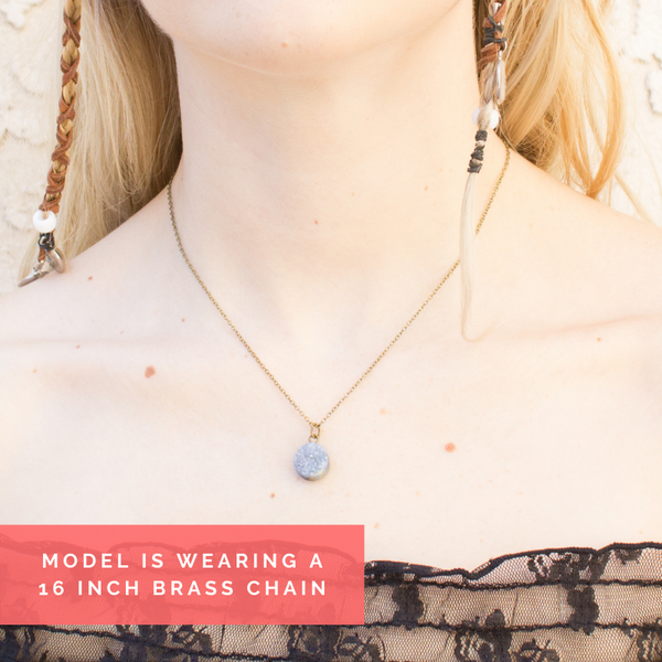 Mini Round Blue Druzy Necklace