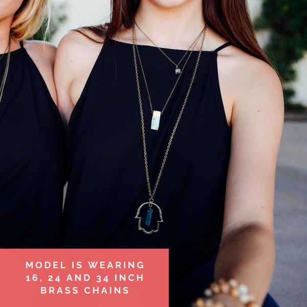 Hamsa Necklace with Green Aura Quartz