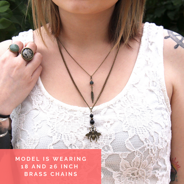 Bee and Black Agate Necklace