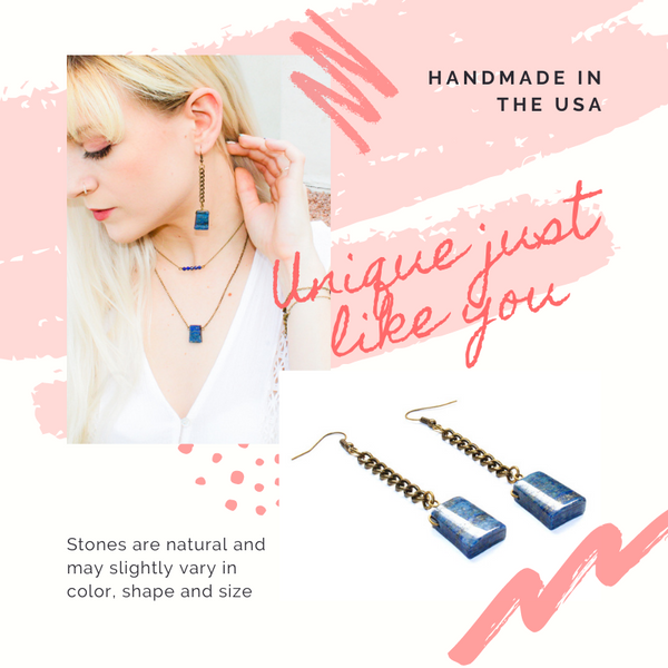 Lapis Lazuli Chain Earrings