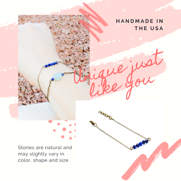 Dainty Lapis Lazuli Bar Bracelet