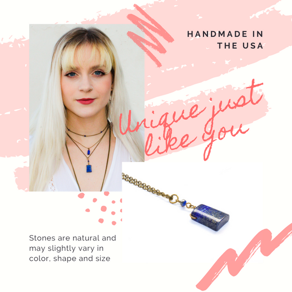 Lapis Lazuli Geometric Drop Necklace
