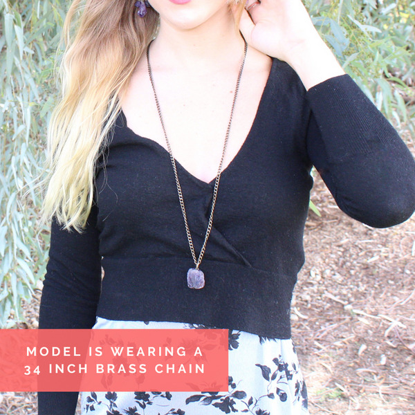 Large Raw Amethyst Necklace - Asteroid Necklace
